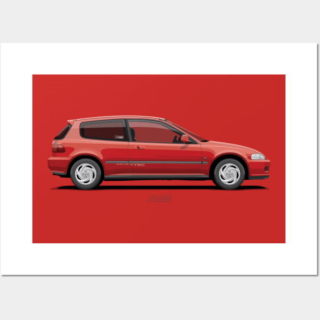 EG SIR Hatchback - Milano Red Wall Art by ARVwerks